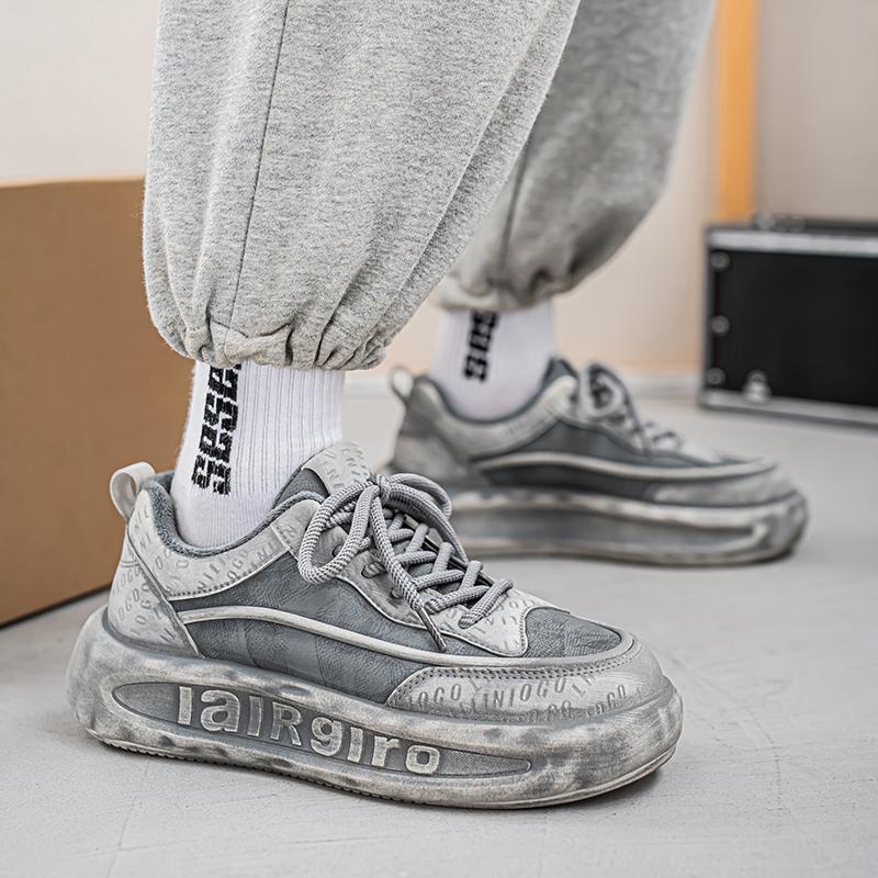 2024 New Warm and Fashionable Men's Autumn and Winter Thick-soled Velvet Thickened Distressed Casual Men's Cotton Shoes