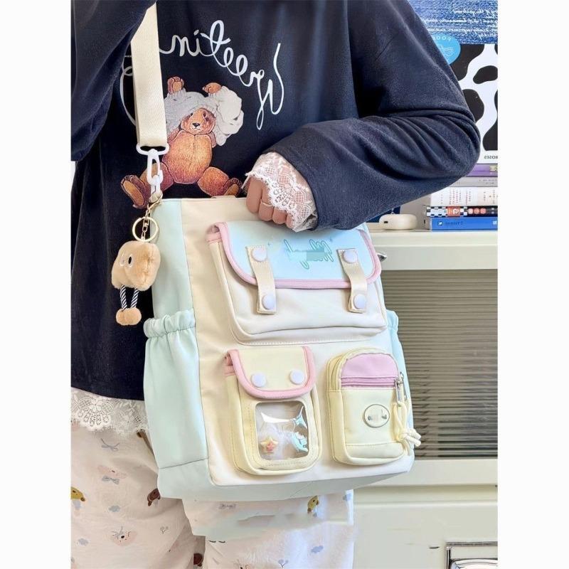 Contrast color cute bag high value student class tutoring bag handbag girl shoulder bag messenger bag