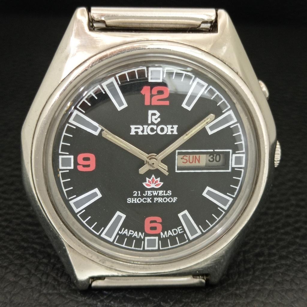 AUTOMATIC VINTAGE RICOH R31 JAPAN MENS BLACK COLOR DIAL WATCH a707631-1
