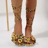 Fashion 2025 Summer New Women's Rome Sandals with Ankle Tie Bow & Leopard Print Flat Shoes Plus Size Ladies Casual Footwear Sandals