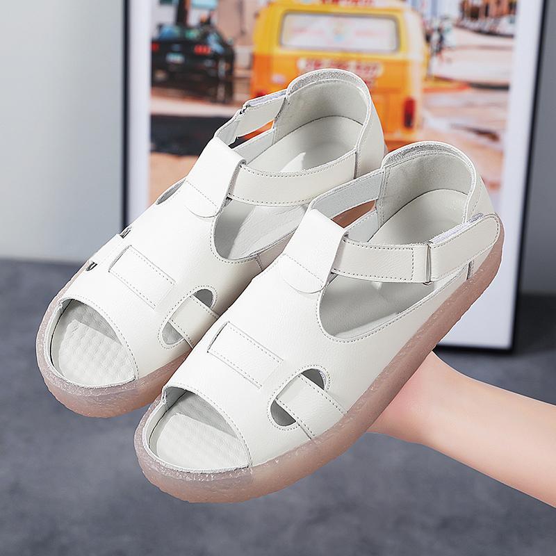 Women's Sandals Summer Essentials Mary Jane Beach Shoes Flats Girl Open Toe Plus Size Casual Soft Walking Beige Sandals Large Size