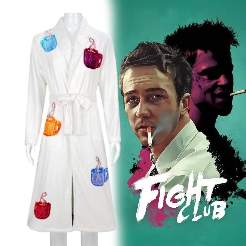 Fight Club Tyler Durden Accappatoio in Pile Corallo Costume Cosplay Per i Fan