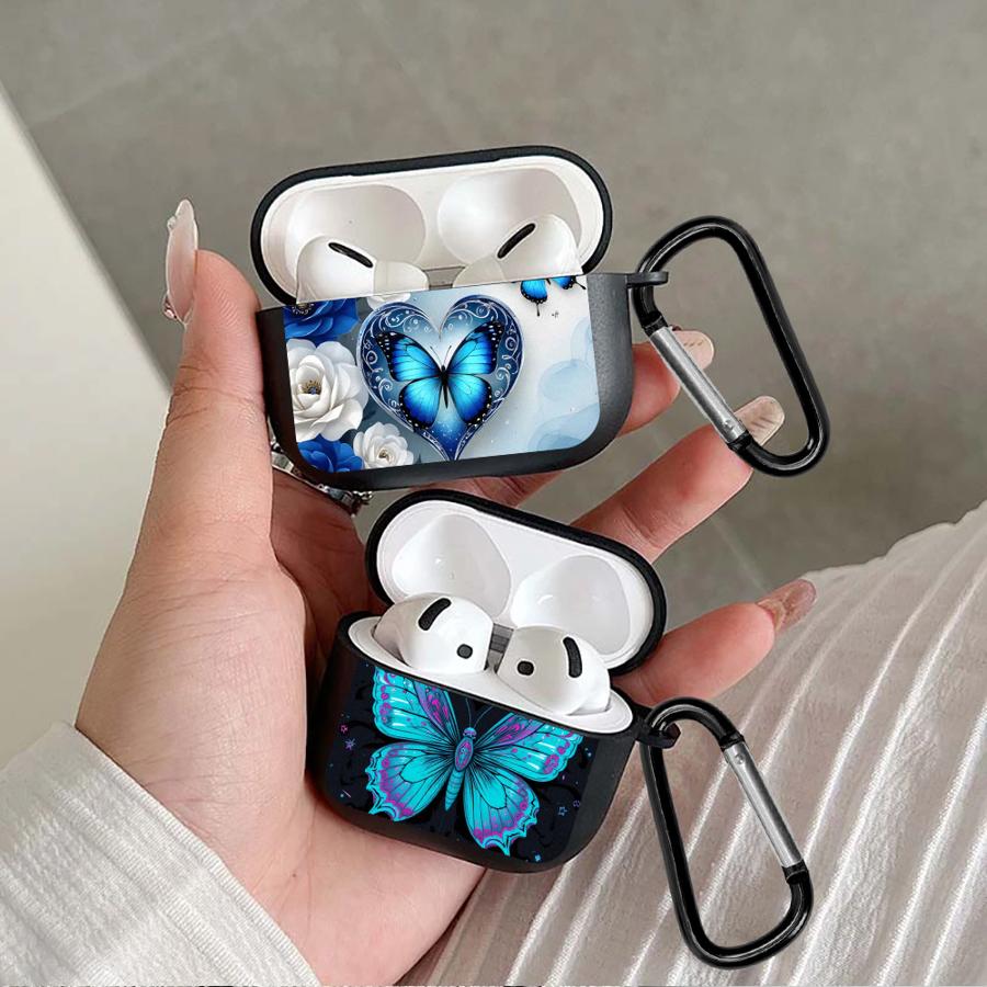 Earphone Cases Cover Case For Airpods 1 Pro Pro3 Pro2 2 3 4 White Blue Butterflies Flowers