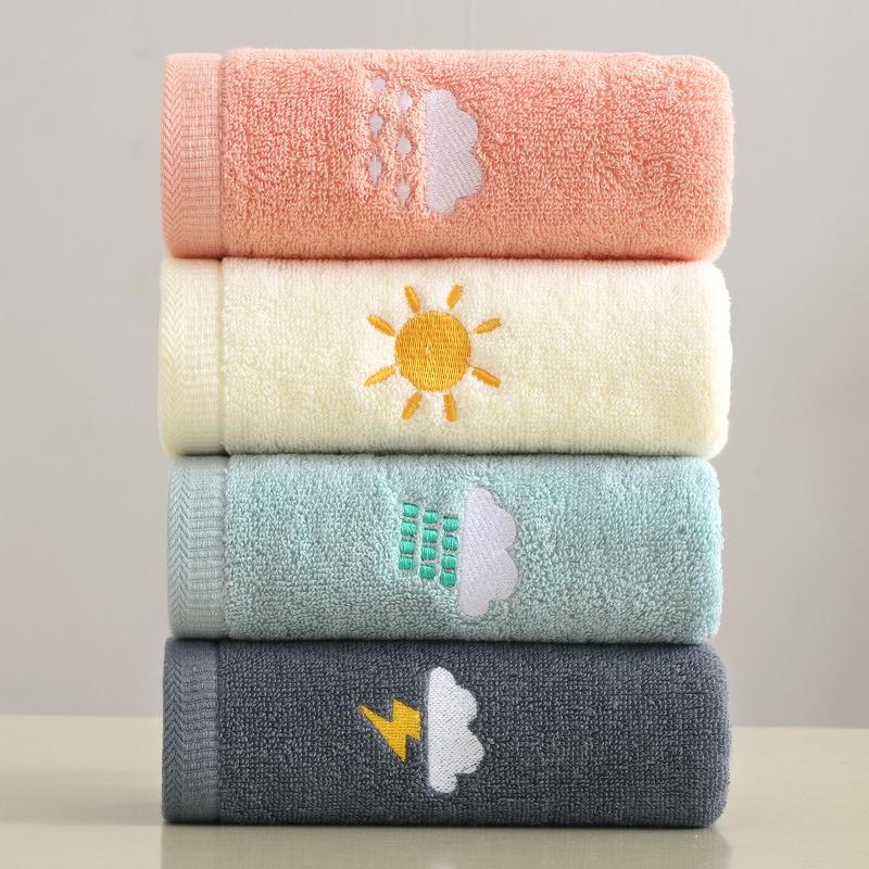 Bathroom cotton towel 74x34cm weather face towel embroidered word cute soft absorbent towel hand towel