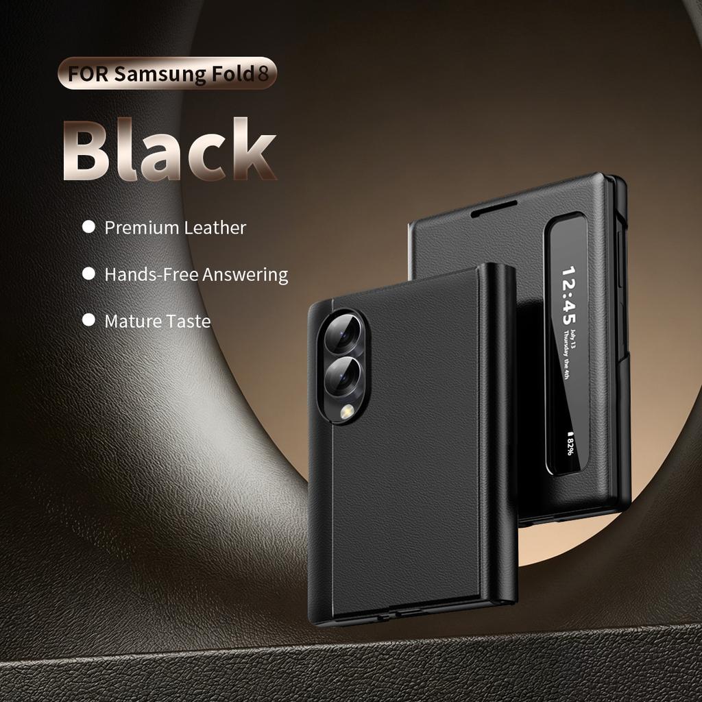 For Samsung Galaxy Z Fold 8 Ultra Z Fold 8 7 6 5 4 Flip PU Leather Smart Display Shockproof Case With Window View Touch Fundas