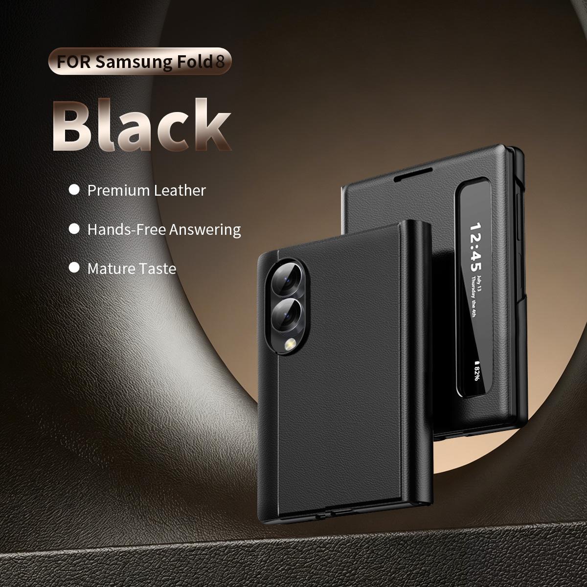 Étui intelligent à fenêtre pour Samsung Galaxy Z Fold 8 Fold8 Housse Cuir à rabat Couverture Vue sur écran Support Support Coque antichoc Galaxy Z Fold 8 noir