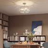 Semi Flush Mount Modern Crystal Chandelier Ceiling Light, Crystal Ceiling Light Fixture with E14 Base, Silver Tone