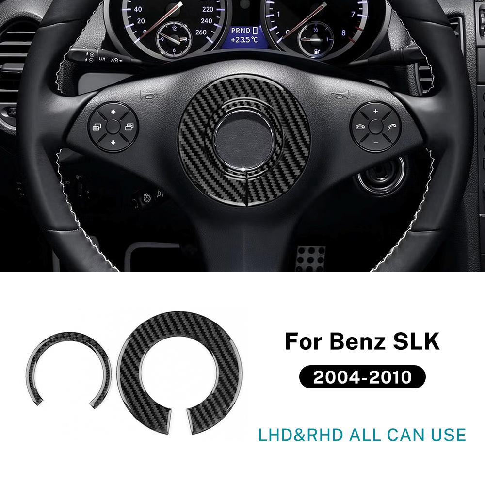 Real Soft Carbon Fiber Trim Sticker For Mercedes Benz SLK R171 2004 2005 2006 2007 2008 2009 2010 Steering Wheel Accessories