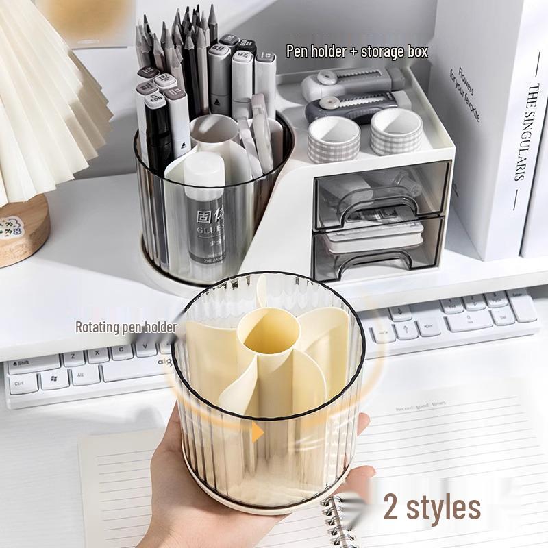 360° Rotating Pen Holder: Luxurious, Multifunctional, Large-Capacity Desk Storage for Students and Offices