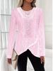 Elegant Lace Hollow Irregular Hem Women's Long Sleeve Top, 2025 Collection