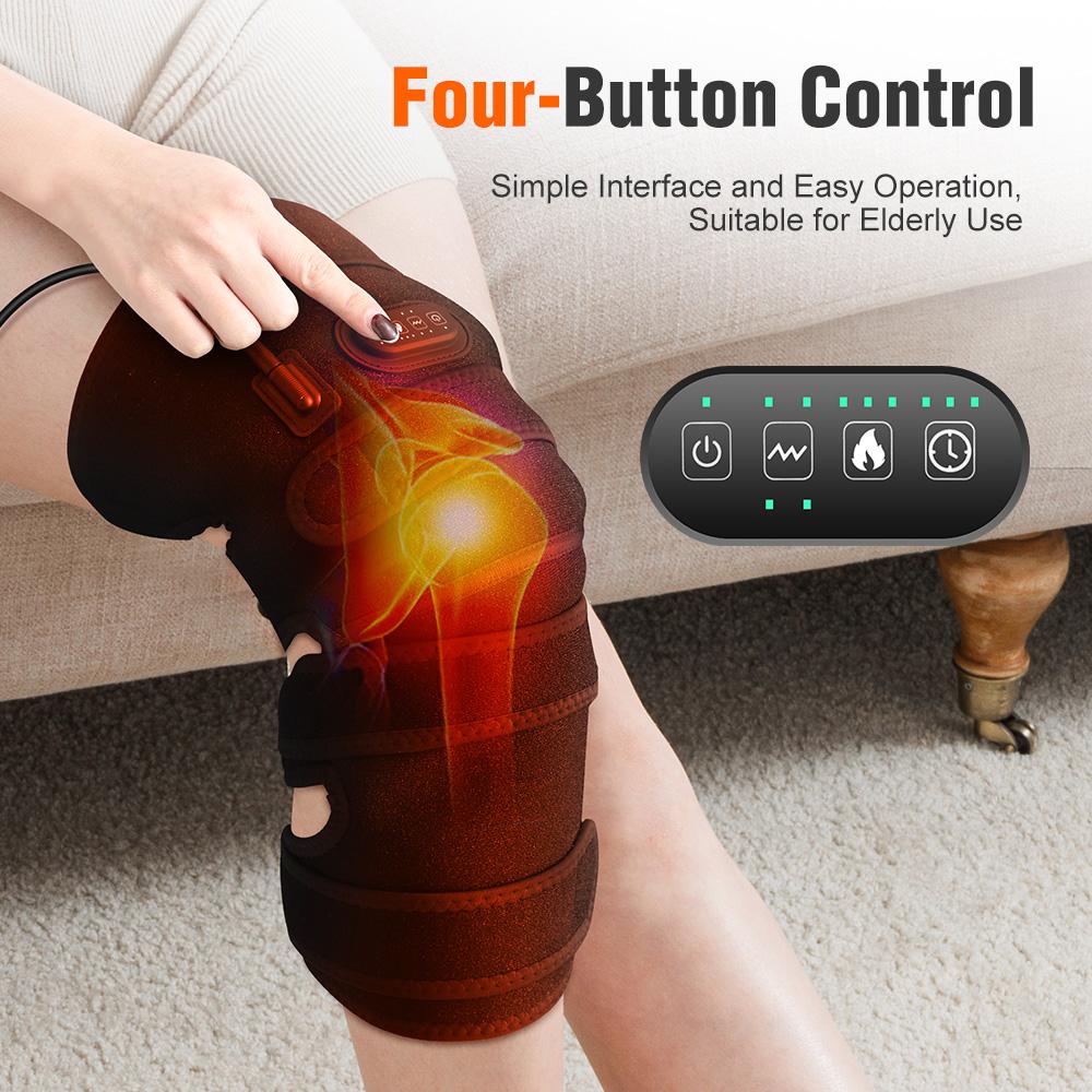 Extra-Large Heated Vibration Knee Pad Knee Massager 4 Motor Vibration Massage 3 Speed Heating 12V Direct Plug Power Supply