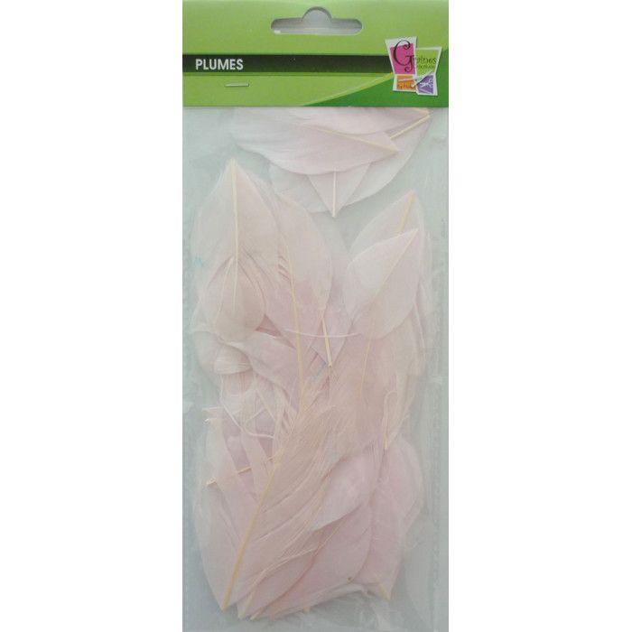50 plumes coupées - Rose pâle 6 cm