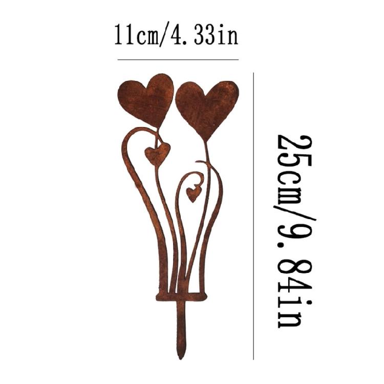 Rusts Resistant Metal Flower Garden Stake Heart Landscape Ornaments For Lawn Pathway Wedding Display
