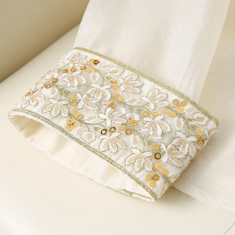 2025 High-End Faux Silk Jacquard Embroidered Top with Chinese Frog Buttons and Stand Collar for Women