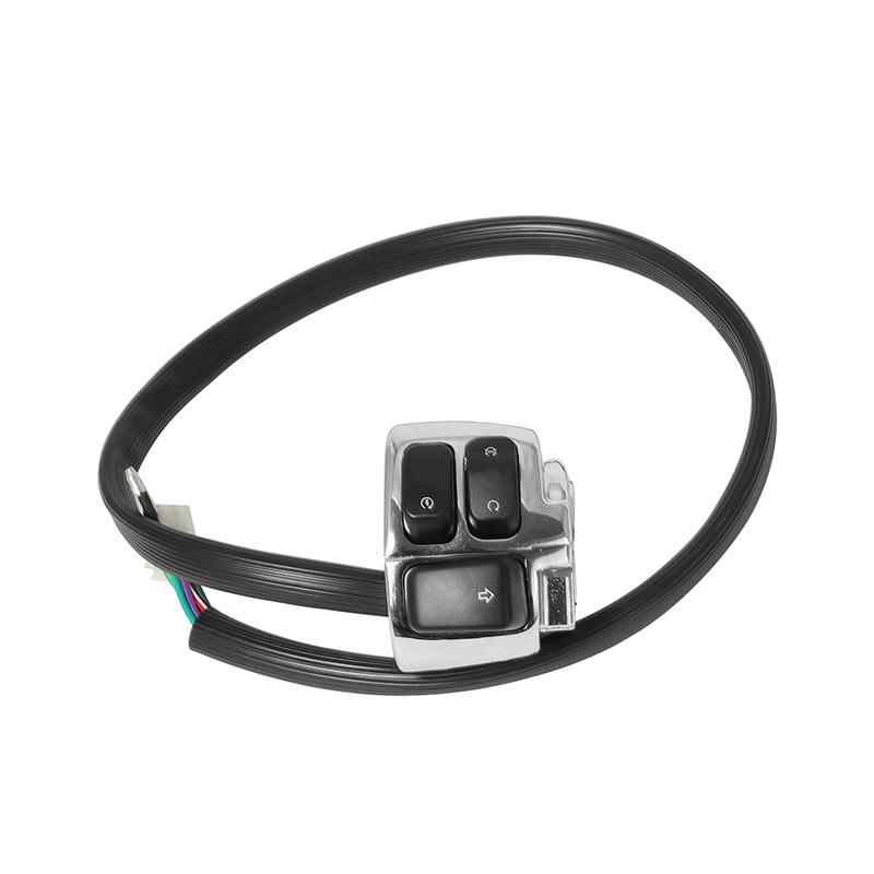 1"25mm Handlebar Control Switch Motorcycle Motorbike Turn Signal Switches Button With Wiring Harness Black/ Chrome For Harley