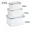 3pcs Double-Layer Drain Basket with Cover Refrigerator Fruits Vegetables Large Washing  Basket Kitchen Storage Containers
