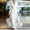 Abito a Maglia Lunga Patchwork Floreale Slim Fit Francese Gonna Maxi Stampata Versatile per Donna