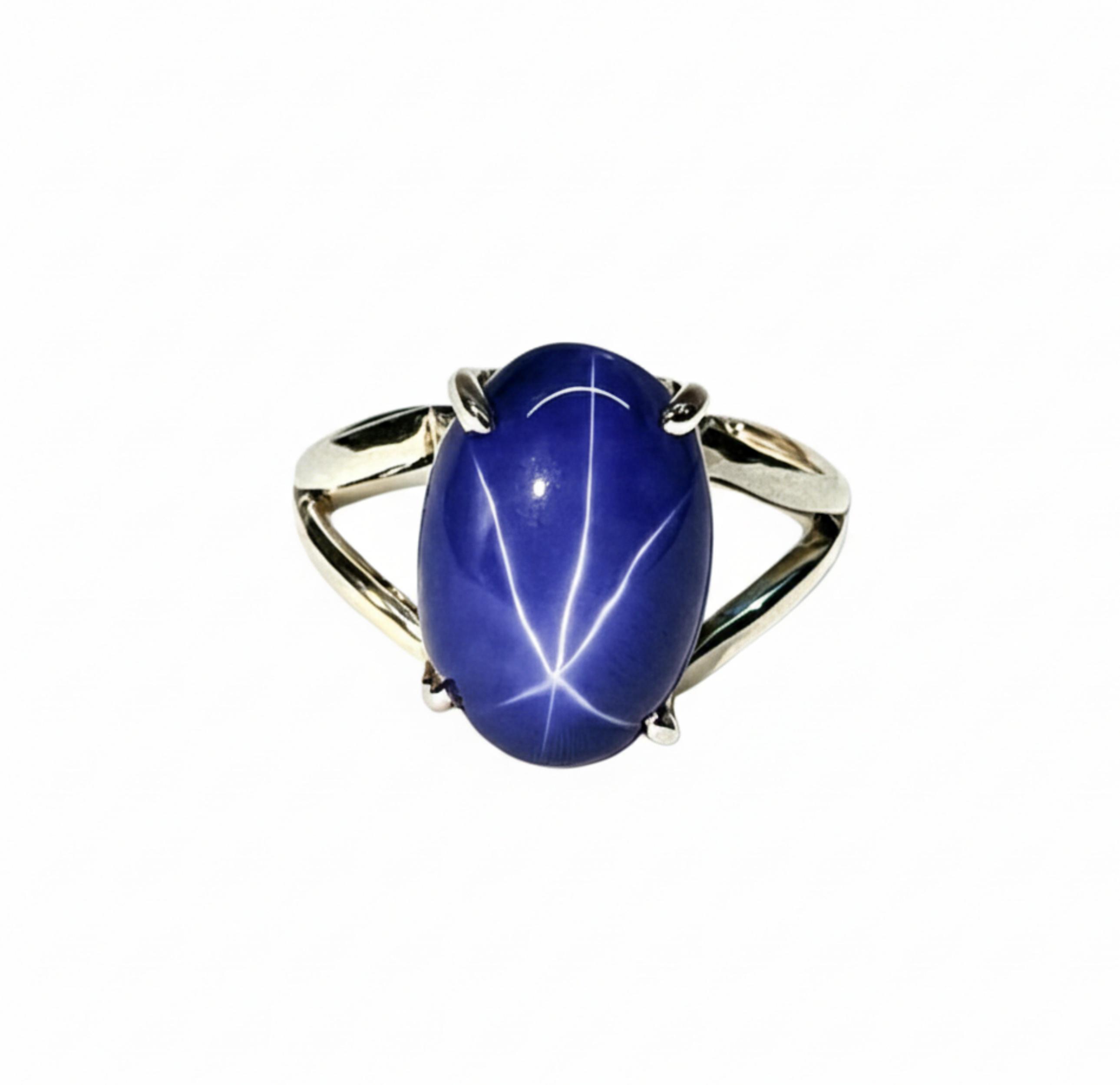 

Blue Star Sapphire Ring, 925 Solid Sterling Silver, Handmade Minimalist Ring, Promise Ring, Gift for Her 12