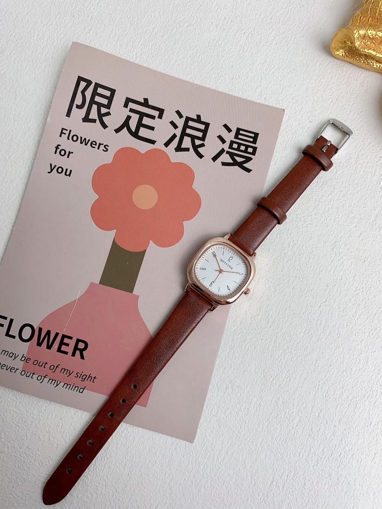 Student Belt Square Watch Women'S Summer Year Simple Temperament Girl Small Fresh Quartz Watch