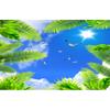 Blue Sky Ceiling Wallpaper White Clouds Coconut Trees Seagull Mural Bedroom Living Room Murals For Ceilings