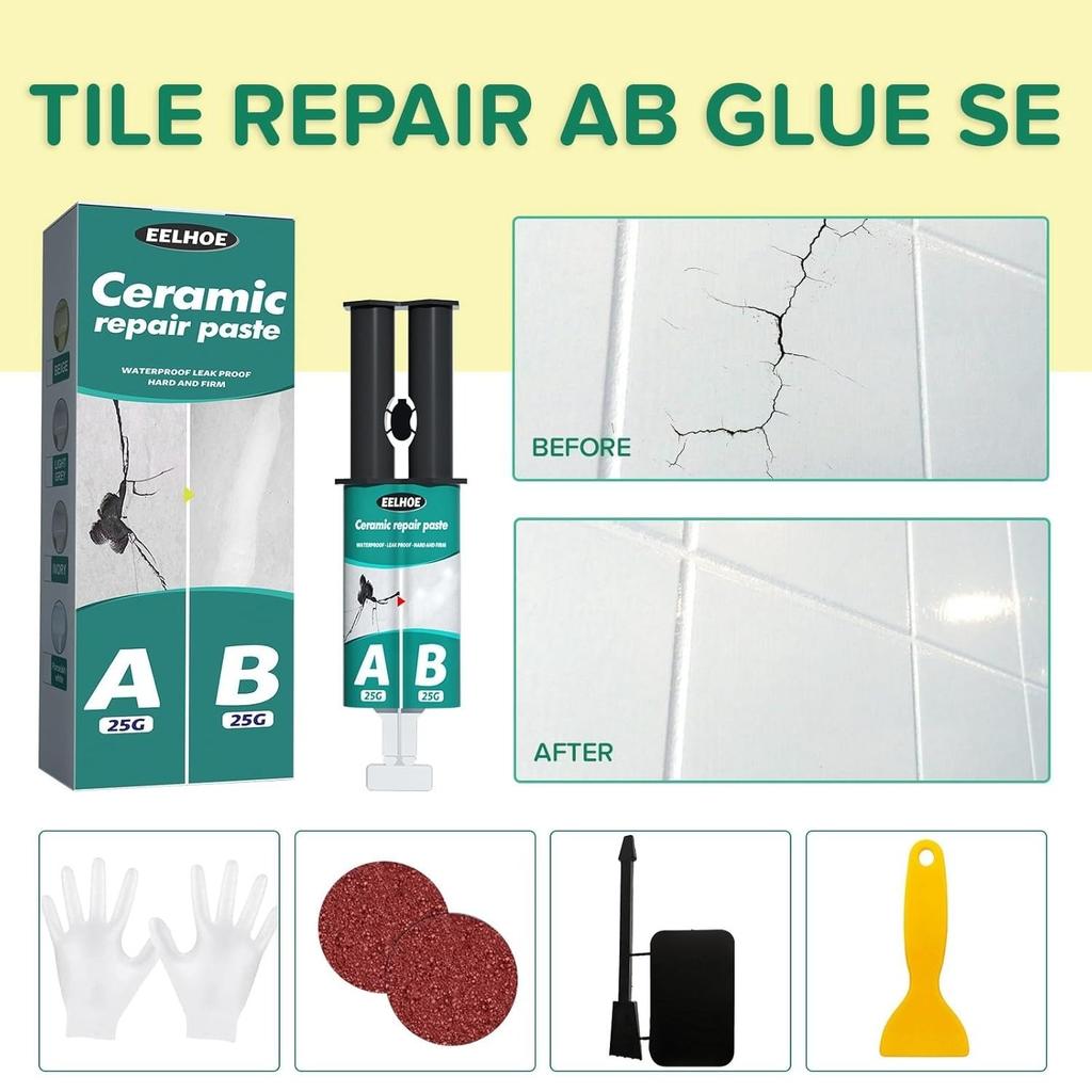 Ceramic Tile Repair Paste Ceramic Tile Repair Small Holes Ceramic Tile Repair Kit AB Mix Paste Tile Adhesive Porcelain Sink Repair Kit White