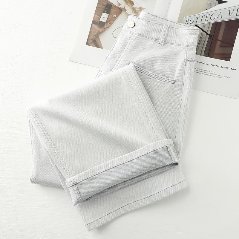 Women's Off-White High Waist Wide Leg Jeans - 2025 Spring & Autumn Slimming Style