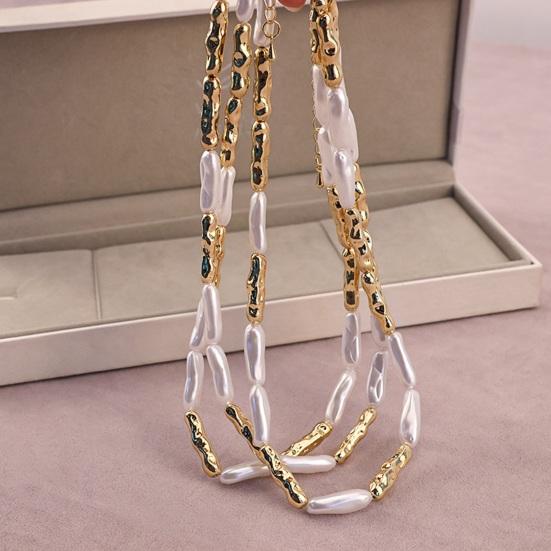 Imitation Baroque Pearl Toothpick Necklace Irregular Metal Choker Unique Elegant Clavicle Chain Minimalist French Retro Jewelry for Women