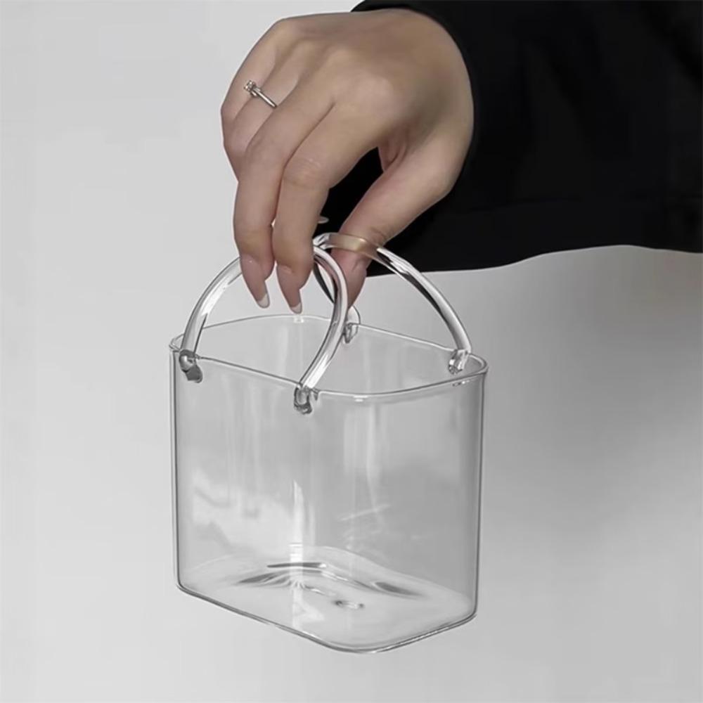 Portable Handbag Glass Cup,Creative Cocktail Glasses Cups,Funny Fruit Wine Glass Cups,Ins Style Bag Glass With Straw,Bar Tools