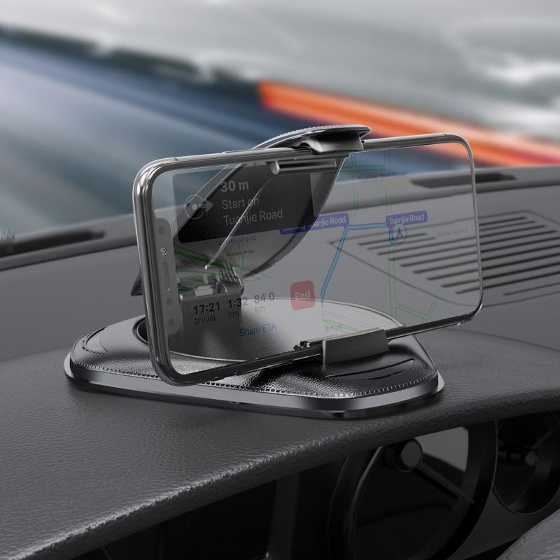 Car Phone Holder Dashboard Non-Slip Mat Mount Adjustable Cell Phone Stand with HUD Display for GPS Navigation Universal for IPhone Android