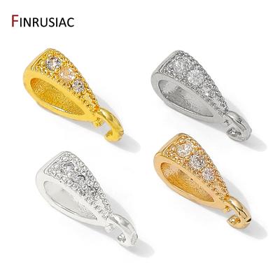 14/18K Gold Plated Brass Pendant Pinch Bail,Inlaid Zircon Droplet Pendant Bail Connector For DIY Jewelry Making Accessories