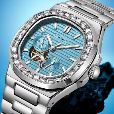 Men Casual Tourbillon Mechanical Watch Luxury Automatic Men Fashion Clock Waterproof Stainless Steel Wristwatch