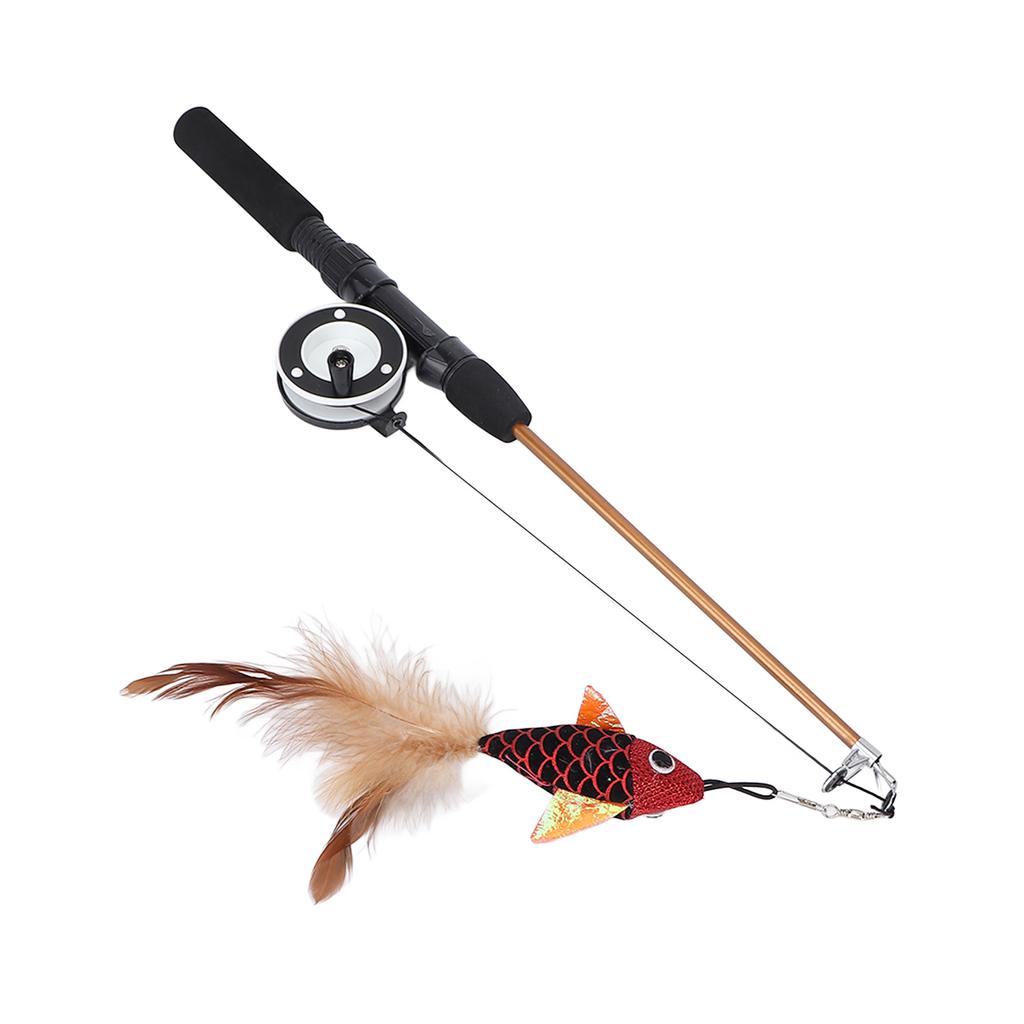 Cat Fishing Pole Toy Bite Resistance Multifunctional Cat Feather Teaser Wand Toy for Cats