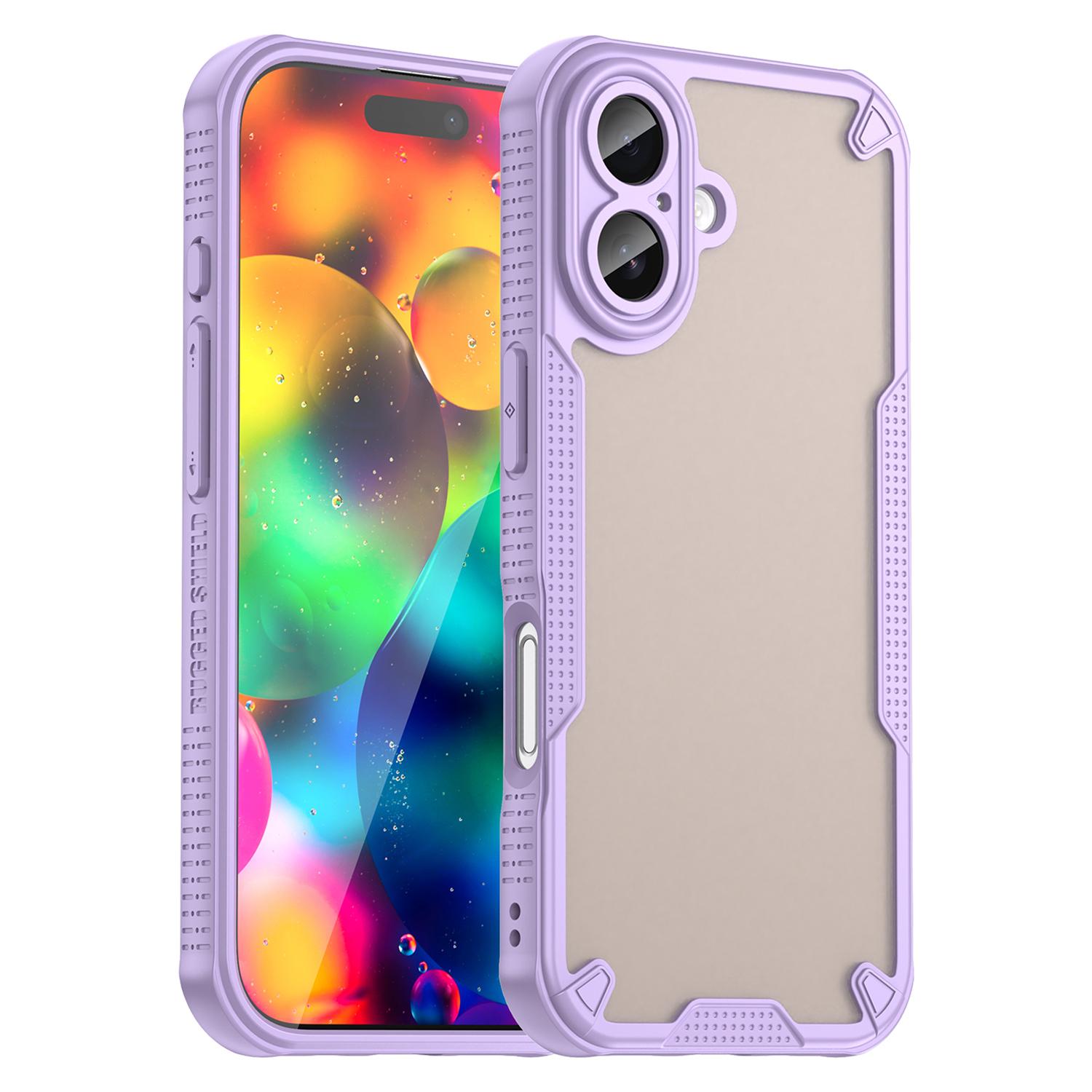 

For iPhone 17 Case PC+TPU Semi-Transparent Frosted Finish Protective Phone Cover Purple