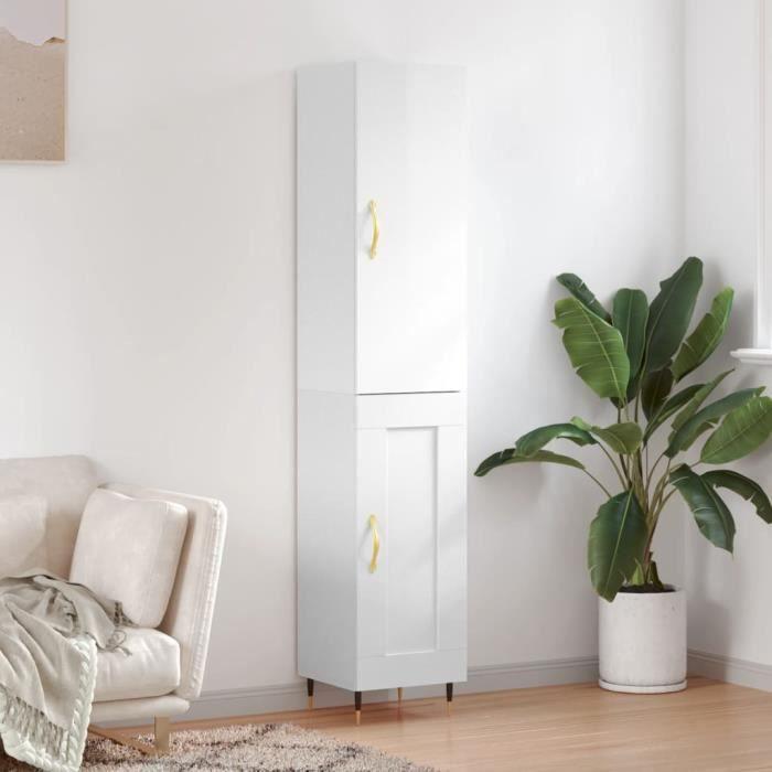VidaXL Buffet haut Blanc brillant 34,5x34x180 cm Bois d'ingénierie 3199091