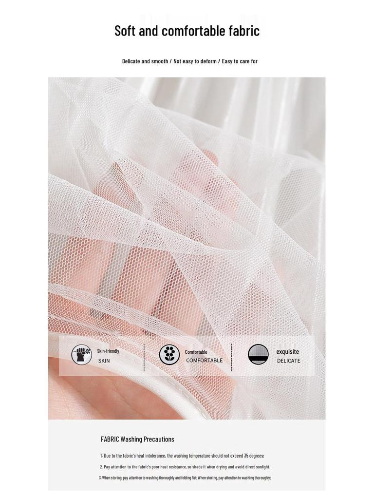 2026 Spring High Waist Pleated Mesh Skirt, Double-Sided Wear, Large Hem, Slimming Commuter Style.