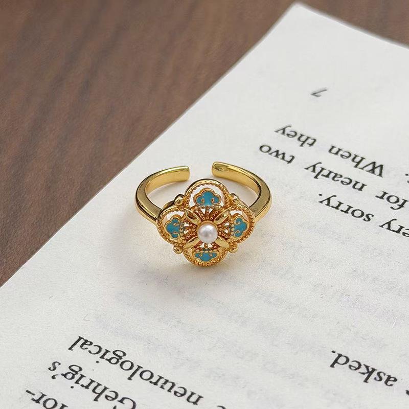 Retro Purple Diamond Colored Treasure Zircon Medieval Brushed Open Ring Gold Light Luxury High-End Niche Accessories Women