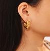 C-shaped Hollow Earrings Fashionable Personalized Design Wind Copper Material Plated 18k Real Gold Light Luxury Earrings