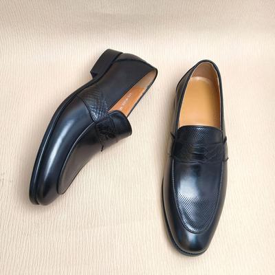 Fashion Comfortable Loafer Shoes For Men Casual Daily Wearing Office Handcrafted Black Fashion Printing Breathe Genuine Leather Shoe Men