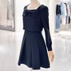 Shatin Satin Back-Slit Ribbon-Point Dress