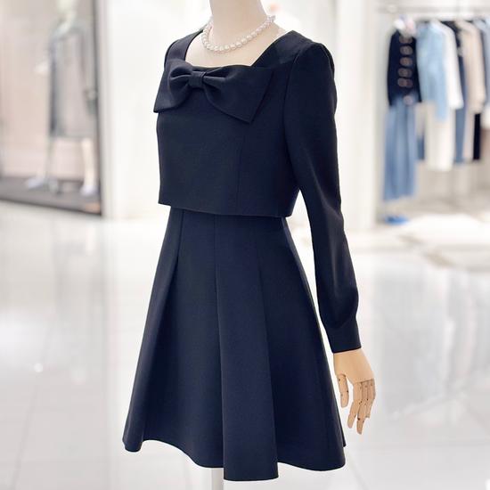 Shatin Satin Back-Slit Ribbon-Point Dress