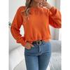 Women's Sweatshirt Casual Solid Colour Openwork Lantern Sleeve Pullover Knit Top