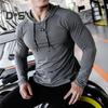 Männer Sport Top Kordelzug Kapuze Langarm Slim Fit Weich Atmungsaktiv Hohe Elastizität Schnell Trocknend Hohl Mesh Jogging Training Sommer Frühling Sweatshirt