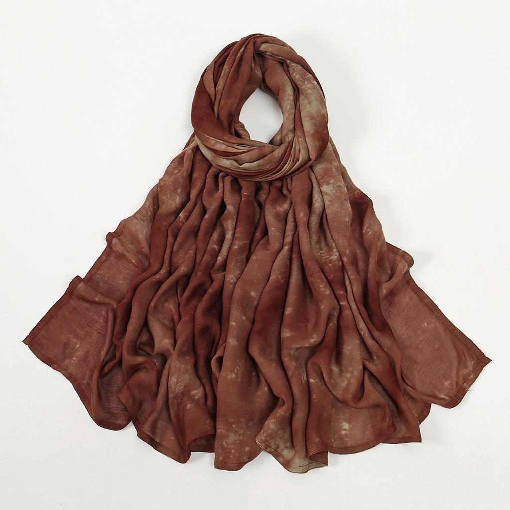Women'S Vintage Gradient Ombre Shawl Cotton Rayon Blend Breathable Windproof Sun-Proof Yarn-Dyed Fashion Muslim Hijab Scarf