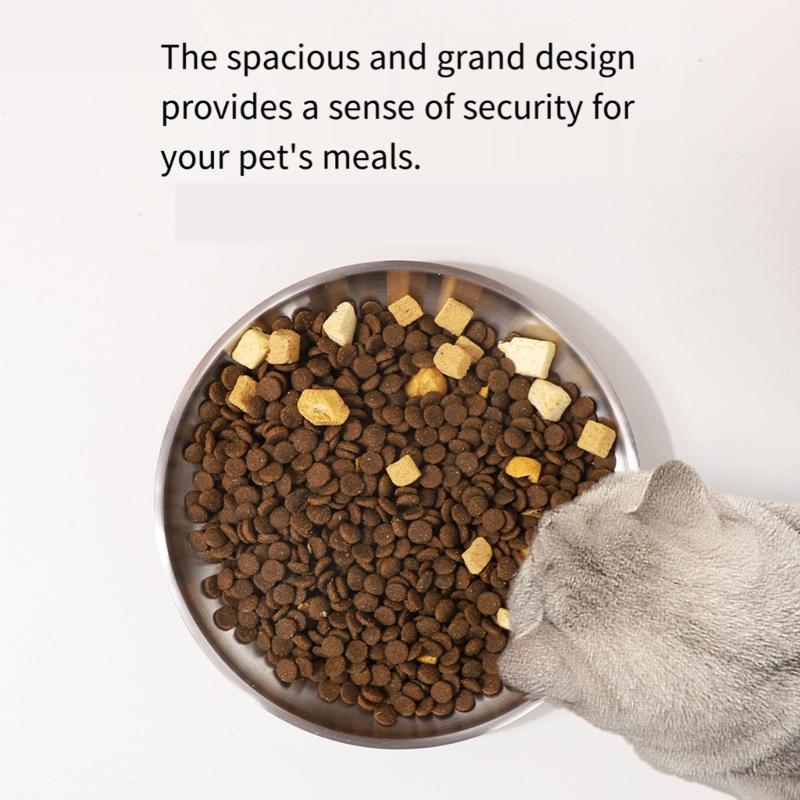Ergonomic Dog Dish With Stable Silicone Base And Stainless Steel Plate For Most Breeds Heavy Duty