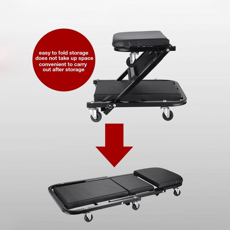 Autosedačka s kolečkovým sedadlem pro mechaniky s pojízdným sedadlem se skládacím designem, flexibilní tlustý polstrovaný polštář pro údržbu auta