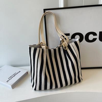 Sac à main rayé de grande capacité, sac fourre-tout polyvalent à bandoulière, printemps