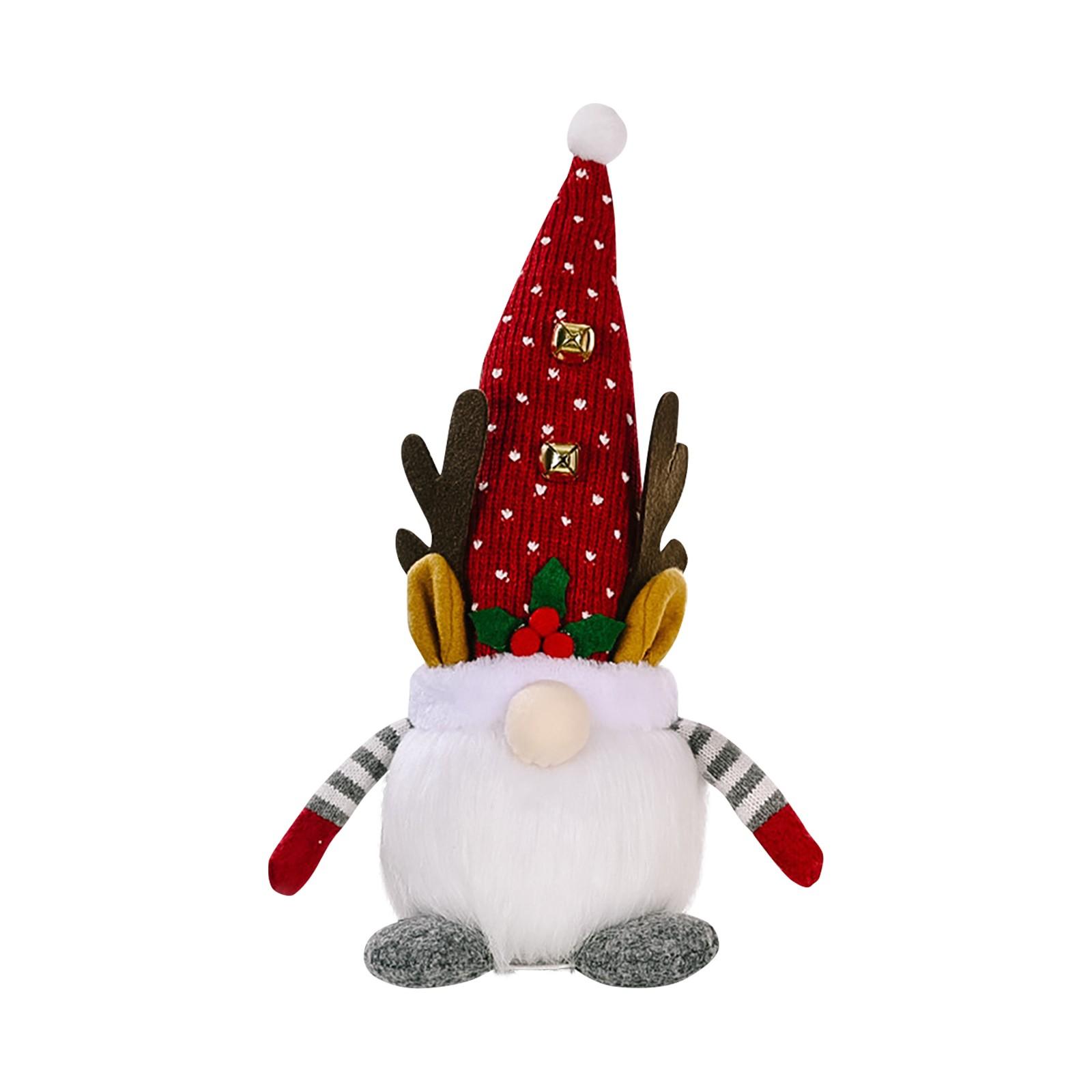 

Christmas Decoration Light-up Gnome Doll With Lighted Antler Hat Faceless Doll