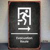 Vintage Evacuation Route Metal Sign 8x12, Waterproof Rustproof Iron Wall Art, 2D Flat Safety Plaque