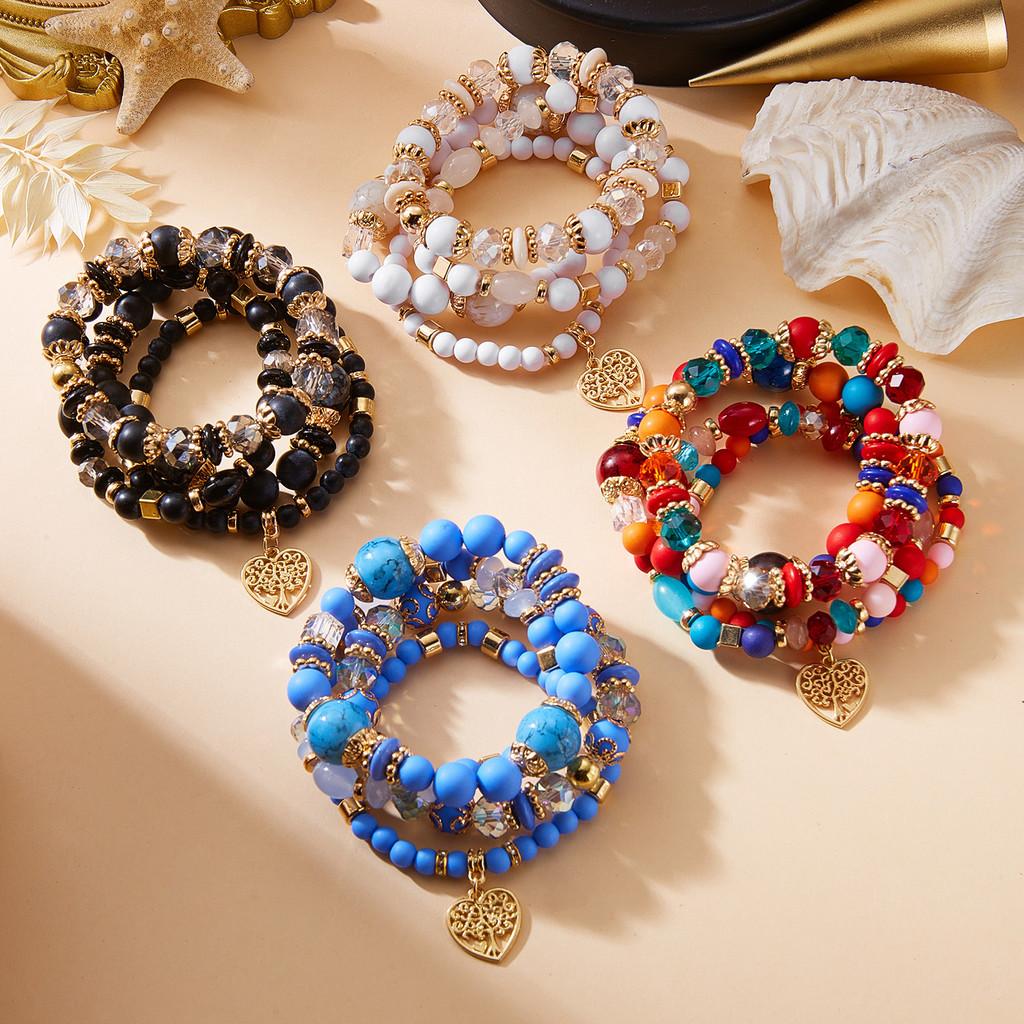 Bohemian Crystal Heart Multilayer Bracelets For Women With Charm And Gift Choice