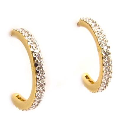 [K9338] - Gold Plated Hoop Earrings 'Déesse' White Golden